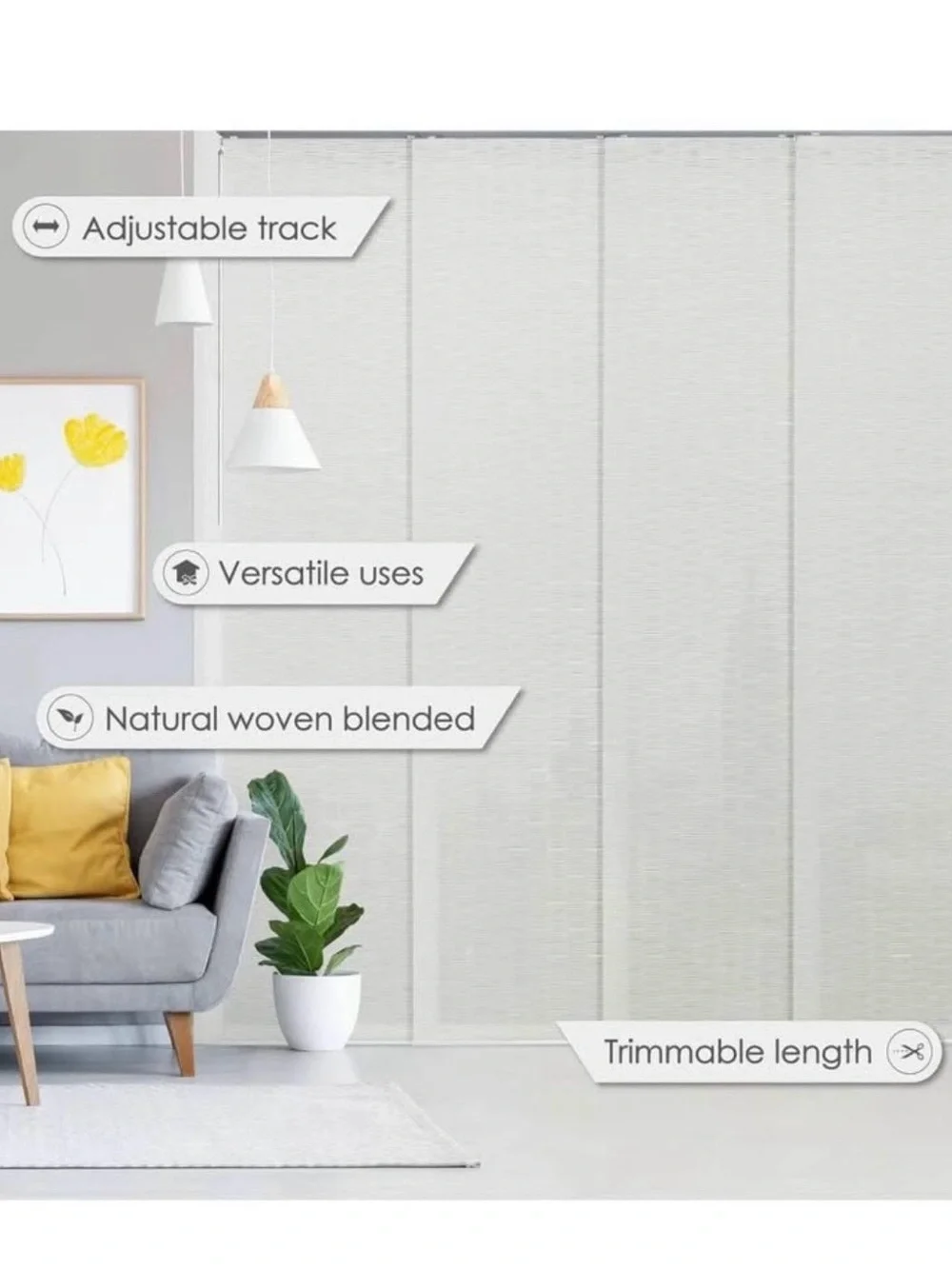 GoDear Design Cordless Panel Track Blinds – Snowdrop 🤍 (New in Box)
